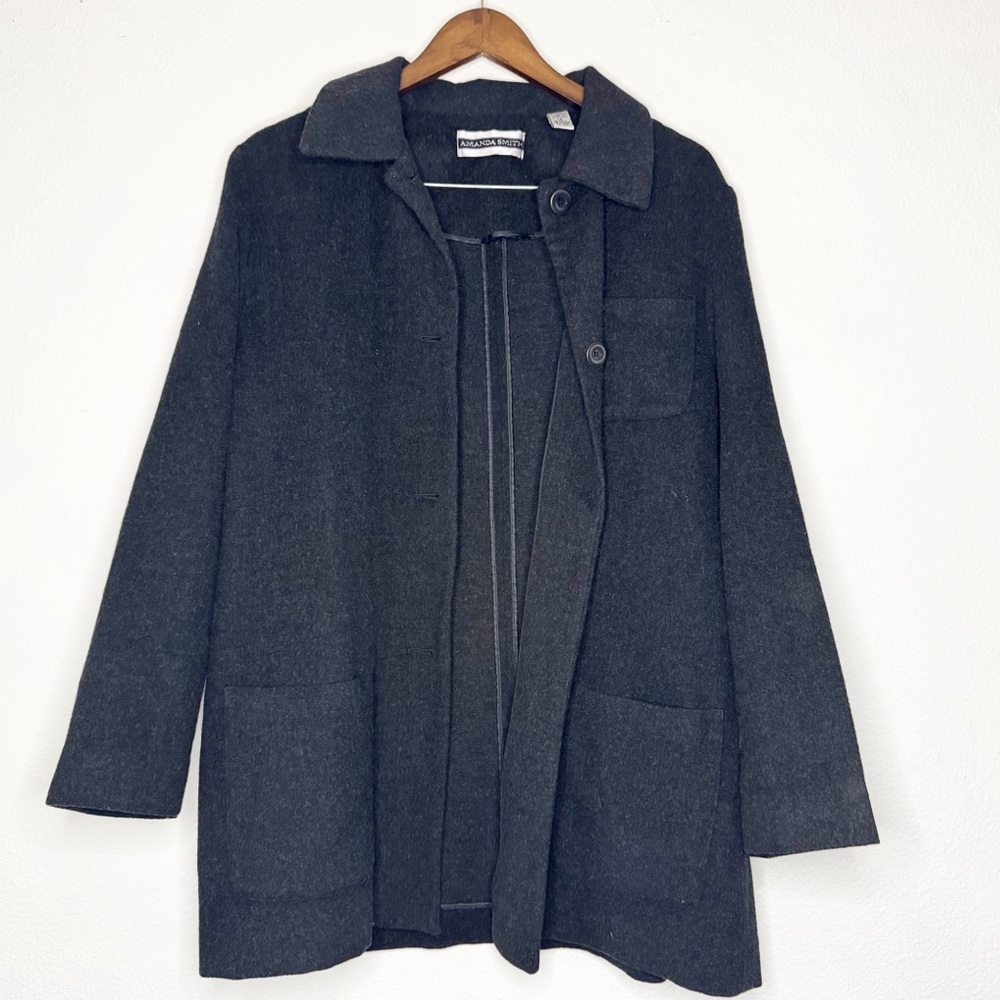 Vintage Amanda Smith Wool Cashmere Chore Jacket Size 14 Classic Vintage Academia - Picture 2 of 14